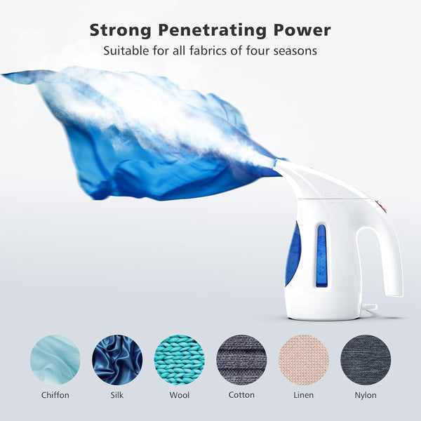 HiLIFE Steamer for Clothes, Portable Handheld Design, 240ml Big Capacity, 700W, Strong Penetrating Steam, Removes Wrinkle, for Home, Office(ONLY FOR 120V) (Ocean Blue)